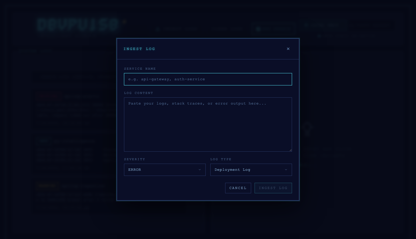Ingest log dialog