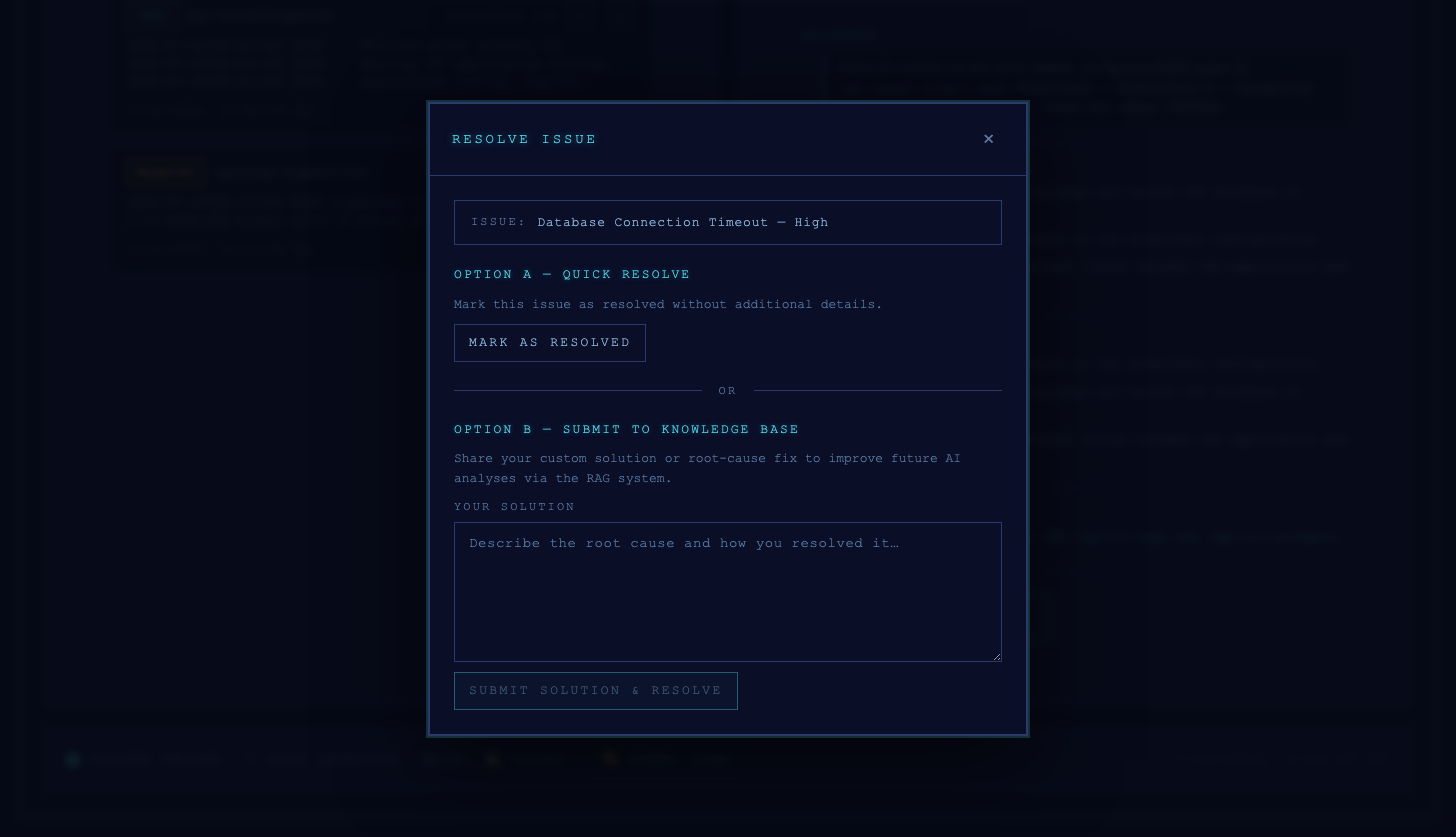Resolve issue dialog